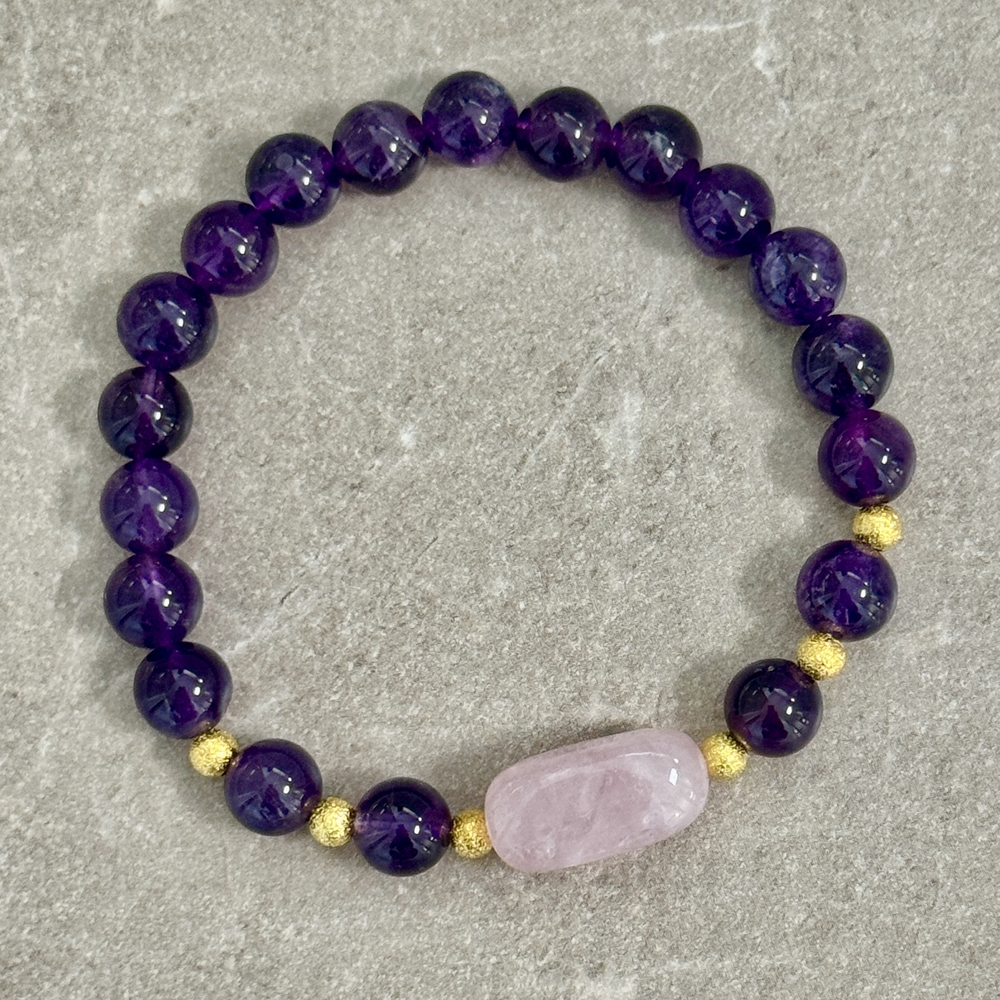 Amethyst and Gold Beaded Bracelet